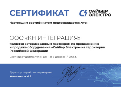 Настоящий сертификат Сайбер Электро